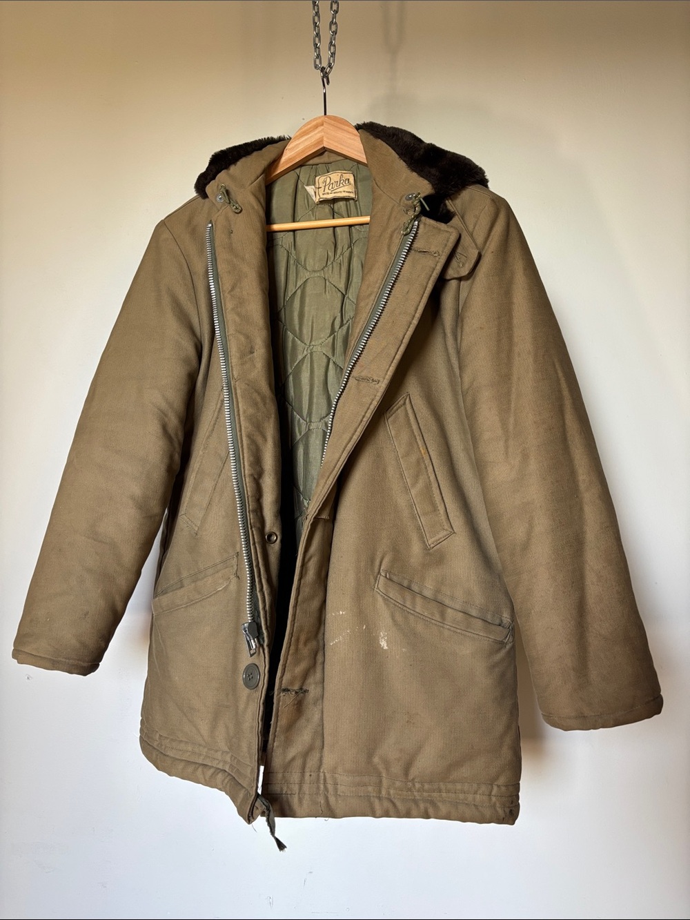 RARE 1950s/1960s Civilian B-9 Parka Jacket Original EMAR Zipper Size Small